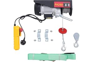 Donened - Electric Hoist Lift, 250kg/551.16lbs Electric Pulley System, 220V Electric Winch with Remote Control &18m Steel Wire, Overhead Lifting, for Factories, Workshops (250kg Black)