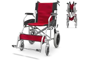 QUIRUMED Fauteuil roulant pliable pour transfert, Structure en aluminium, Ultra-léger, Freins d'accompagnement, Pliage Compact, Orthopédique