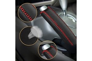 SUNBREATH Compatible with Genuine Leather Hand-Stitched Handbrake Cover Interior Accessories Protective Cover Decoration for Honda Civic 2006 2007 2008 2009 2010 2011