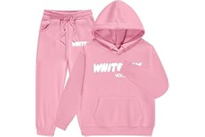 GENERIC Kids Tracksuit Full Set Oversized 2 Piece Outfit Girls Tracksuit Set Kids Trendy with Letter Print Long Sleeve Pullover Sweatshirt and Girls Sweatpants Sportswear Jumper