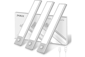 JVURICE Schranklicht mit Bewegungsmelder, LED Schrankbeleuchtung,20cm Ultradünnes Aluminium 6500K & Dimmbar, 1500mAh USB Akku Beleuchtung, Magnetlampe Kabellos für Flur Küche Treppe (3er Pack)