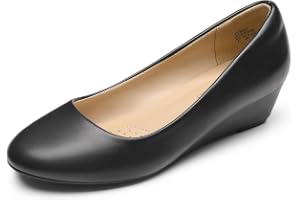 DREAM PAIRS Dam klänning med kilklack pumpar | 1,75 lågklackad, runda stängda tåkilar, bekväm vadderad latexinnersula, hållba