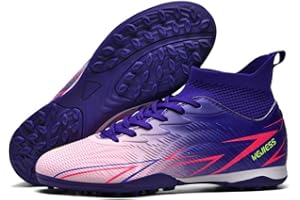 DASHANGYAN Botas de fútbol Unisex TF Interior/Césped Artificial - Medio Alto con Cordones, Malla Ligera y Transpirable, Tacos Antideslizantes