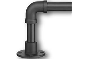FLY HAWK Bastone da Tenda Stile Industriale, 81-144 cm Aste per Tende per Finestra con Testa a Flangia in Acciaio Inossidabile, Bastone per Tende Regolabile Asta per Tenda per Finestra della Cucina/Nero Opaco