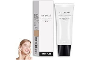 HERBENJOY CC Cream Foundation with SPF 50 - Tinted Moisturiser for Older Women - Self-Adjusting&Color Correcting Cream for Mature Skin - Make-Up Base Foundation - Oil control Lightweight CC Cream(Light-Medium)