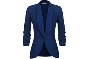 Unibelle Blazer Elegante chaqueta para mujer Cardigan 3/4 largo, ligera y fina, estilo bolero de oficina, monocromo Slim Fit Revers Business Trenchcoat abrigo corto con talla S - 2XL