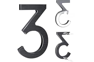 Yafimea numéro de maison exterieur noir 12,5 cm – En aluminium massif avec finition brossée, adhésif ou à visser, résistant aux intempéries, Pour porte, mur, clôture, portail (3)