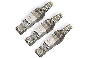 VCELINK Toolless RJ45 CAT6A Connector, Shielded Tool Free Plug for CAT6A CAT7 Network Cable, Toolless Modular Plug 3 Pack