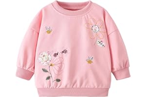 QHKEPW Girls Jumper Unicorn Cat Butterfly Strawberry Flower Kids Sweatshirt Toddler Top Long Sleeve Round Neck Cotton Casual Clothes T Shirt 1-7 Years Old