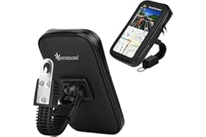 SUNSEATON Custodia Impermeabile Supporto per Telefono per Moto, Ruotata a 360 ° Supporto Universale per GPS (L, Rosso)