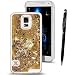 Produktbild Samsung Galaxy S5 I9600 G900F Hülle, SmartLegend 3D Bling Hardcase Kreative Liquid Schutzhülle Druck Neuheit Kreative Transparent Handyhülle Blumen Mädchen Muster Premium Strass Tasche Protection Protector Skin Pattern Schale Hart PC Blume Glitzer Glitter Shiny Glanz Sparkle Clear Dynamisch Treibsand Flüssige Fließend Wasser Diamant Kristall Case Handytasche Etui mit Schwarze Eingabestift - Stern Golden Bling Quicksand Stars