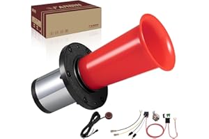 ‎FARBIN FARBIN Retro Hupe Antik Signalhorn Ahooga Hupe für Auto LKW alte Oldtimer Hupen Old Style Car Horn 12V 130db Klassisch Vintage Metall Rot Hupen mit Knopf
