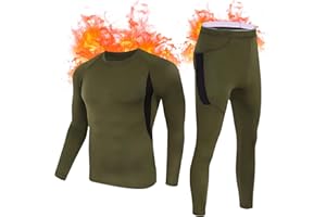 Hereneer Ropa Interior Térmica Hombre, Invierno Conjunto Termico Hombre Deportes Ropa Set de Ropa Térmica para Hombre Camiseta Térmica Hombre Deportes Conjuntos Ropa Interior Funcional