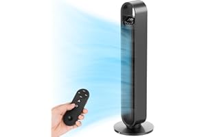 CURECURE 36 Inch Oscillating Tower Fan with Remote Control, 1-12H Timer, 3 Modes, 3 Fan Speeds, LED Display, 70° Oscillating Bladeless Floor Fan for Bedroom Home Office, Matte Spray Painted Material, Grey