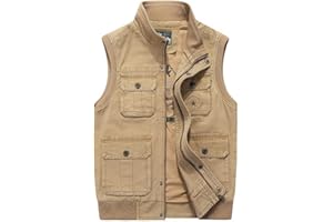 ZTJ-Lighting Gilet Outdoor Hommes, Multi Poche de Grande Taille Veste de pêche pour Voyager Photographie Camping Chasse Waistcoat, Multifonction pour Casual Veste sans Manches Printemps et en Automne