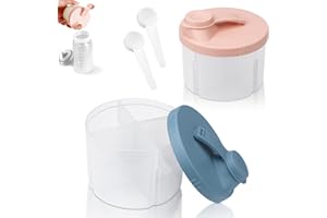 ORCHIDEEKNC Milk Powder Dispenser Pot, 2 Pieces Portable Formula Powder Container, Rotatable Lid Milk Powder Storage Box for Trip, Shopping, with 2 Milk Powder Spoon