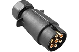 ETUKER Prise Remorque 7 Broches Male Étanche,Prise Electrique remorque 7 Broches,Prise Attache remorque 7 Broches mâle, 12V Prise attelage 7 Broches avec cosses