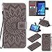 Produktbild Samsung Galaxy J7 (2016) Hülle, SpiritSun Ledertasche Schutzhülle für Samsung Galaxy J7 (2016) SM-J710 Folio PU Leder Tasche Case Cover Bookstyle mit Standfunktion und Kredit Kartenfächer - Tribal Lotus Blume Muster - Grau