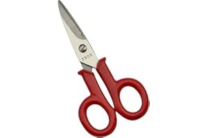Gifaz Forbici Elettricista Made in Italy con Impugnatura Isolante Morbida(Lama Acciaio Inox CURVA Microdentatura e Tacca Spelafili, 15 cm)