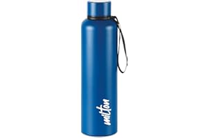 Milton Aura 1000 Thermosteel Bottle, 1.05 Litre, Dark Blue | 24 Hours Hot and Cold | Easy to Carry | Rust & Leak Proof | Tea 