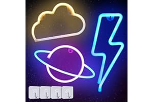 PANTHEM Neonowy szyld świetlny, 3 sztuki, lampa błyskowa, chmura, planeta, bateria, USB, neonowy szyld do sypialni, pokoju zabaw, baru, na imprezę, do pokoju dziecięcego, dla graczy