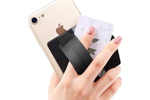Sinjimoru Porte-Cartes et poignée de téléphone Portable avec Support, Portefeuille Autocollant sécuritaire en Cuir pour des Cartes ID/IC avec Support téléphonique. Sinji B-Grip, Noir