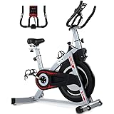 ISE Bici da Fitness con Volano 10 KG, Cyclette Ergonomica Bicicletta a Casa, con Sensore Integrato, Sella e Manubrio Regolabi