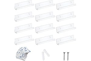 Accmuzzy Acryl Schallplatten Wandhalterung 12 Stück-10cm,Schallplattenregal,Vinyl wandhalterung,Acryl regal Vinyl Plattenregal mit Schrauben Zubehör Für Schallplatten, Album (10cm-Transparente)