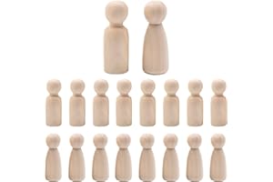 20 Pcs/2 Shapes NAYAGOGO Wooden Peg Dolls, 35mm/ 1.37 inch Wooden Female Male Plain Blank Body Wood Dolls, for DIY and Painting, Nature and Plain Wooden Figures for Craft Art Projects and Decor