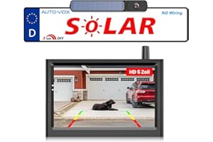 AUTO-VOX Solar Rückfahrkamera Kabellos: 3 Mins DIY Installation HD Rückfahrkamera Funk mit 5" Monitor, Stabilem Digitalem Signal, IP69K Wasserdicht Auto Rückfahrkameras für LKW, Wohnmobil, Pkw, SUV