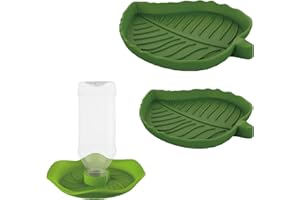 MORJCG 3Pcs Tortoise Water Bowl, Reptile Water Bowl, Tortoise Accessories, Hedgehog Bowl, Tortoise Food Bowl, Leaf Shape Drinking Dish and Food Feeding, for Crawl Pet, Gecko, Tortoise, Snake, Lizard (green)