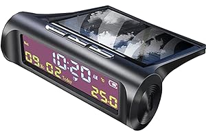 CWOQOCW Reloj solar para coche, termómetro solar para coche, reloj digital con energía solar y termómetro con panel de carga solar