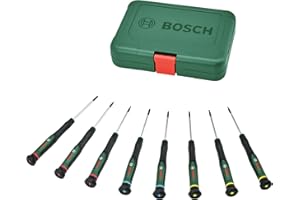 Bosch Juego destornilladores de precisión 8 pza. (acero S2 extraduro para bricolaje/modelismo/manualidades; punta precisa/magnética; PH/TX/SL; tamaño codif. color; mango suave)