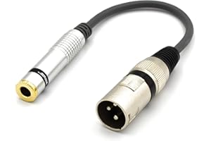 VITALCO XLR Macho a Jack 6,3 Estéreo TRS Adaptador Audio de Micrófono XLR Cable de 3 Pines a Jack 6,35mm Hembra Estéreo
