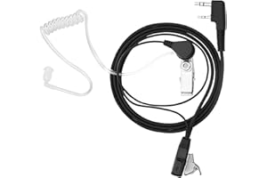 HEMLOSK Talkie Walkie Ecouteur, Oreillette Talkie Walkie 2 Broches Casque Écouteur, Casque de Sécurité 2 Broches Compatible avec Kenwood BAOFENG UV5R RT24 HT999 RT27 HESENATE 888S, Noir