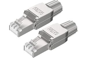 VCELINK Fiche RJ45 Sans Outil Cat6A Connecteur Réseau RJ45 Blindé Sans Outil pour le Câble d'installation Lot de 2