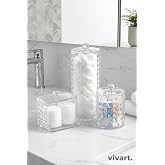 Vivart 3&rsquo;l&uuml; Diamond Seri Kapaklı Banyo Organizer, Makyaj Pamuğu ve Kulak &Ccedil;ubuğu Saklama Kabı Beyaz Tek Ebat