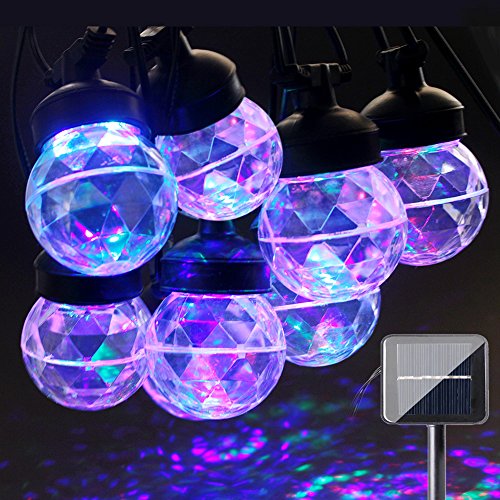 Preisvergleich Produktbild Weihnachten Lichterkette ACRATO Solar Gartenleuchte mit Erdspieß, 7 Meter 8er Bälle Weihnachtsbeleuchtung,Feder Licht Effekt Projektionslampe Wasserdicht für Innen und Außen Verwendbar Bunt