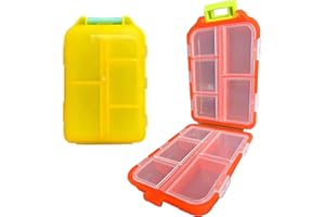 MAIANY Portapillole Settimanale da Viaggio con 10 Scomparti Portatile e Compatto Ideale per Viaggiatori e Anziani Contenitore per Pillole con Custodia Grigia (Giallo+arancione)