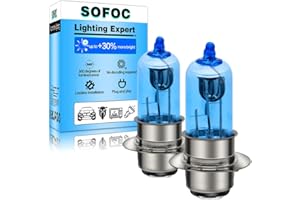 SOFOC P15D-25-1 Ampoule H6M 1 Broche 12V 35W Blanche Moto Scooter Phares Code Croisement Double Contact Plaque Frontale Motocyclette 2Pcs