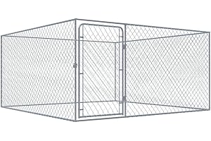 Tidyard Outdoor Dog Kennel Versatile, Heavy-Duty Dog House with Lockable Latch System for Playing, Exercising, Training Galvanised Steel 2x2x1 m