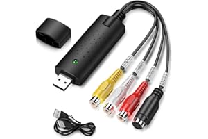 tlidfgeo USB 2.0 Audio Video Grabber, Audio Video Grabber Konverter, Video Capture Adapter Analog-zu-digital-Konverter für VHS/VCR/TV zu DVD für Windows11/10/8/7/Mac