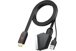 Neoteck Scart to HDMI Converter with 1.5m Cable, Full HD 1080p Output, 4:3/16:9 Switch, Plug & Play, for VCR VHS DVD, Built-In Scart to USB Adapter