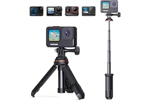 K&F Concept Statyw do selfie Stick 33,5 cm, przenośny uchwyt do vloga, kamera do selfie do GoPro Hero 13/12/11/10/9/8/Max, DJI Osmo Action 5/4/3/2/1, Insta360 X5/X4/X3/Ace Pro. (czarny)