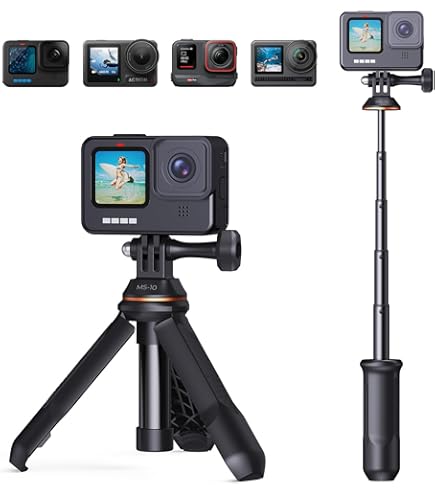 Mini Trépied Actioncam Lammcou Avec Rallonge - Compatible GoPro Hero 13 12 11 Selfie Stick Vlog
