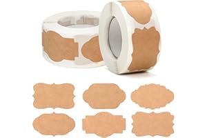 NEWSBIRDS Kraft Labels Stickers, 600pcs Baking Labels Stickers,Self Adhesive Food Jar Labels Stickers,Blank Freezer Labels for Jam Bottles,Jars,Home Kitchen Handmade,Office,Gift Packing