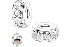 LNQOBU Clip/Stopper Beads Charms for Bracelets & Necklaces 925 Sterling Silver for Pandora Snake Chain Bracelets Jewelry Gift for Women
