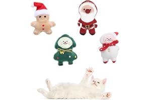 Andiker Lot de 4 jouets à mâcher avec herbe à chat - En peluche de Noël - Avec herbe à chat