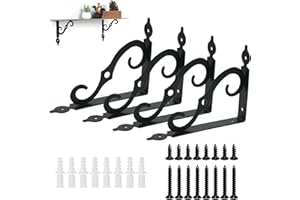 Regalwinkel Schwarz Metall 4 Stück 19cm * 14cm Regalhalterung Schwerlastwinkel Regalhalter Metall Schwerlastkonsole Regalträger Vintage für die Wandmontage Bücherregale Garten Küche