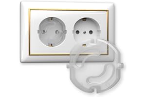 Enchufes de seguridad para niños enchufables, transparentes, 12 enchufes – Original Hoffenbach – Seguridad infantil para enchufes – Protección de enchufe para bebés y niños